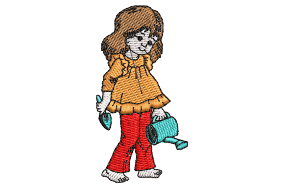 Girl Watering Plants Embroidery Design Review