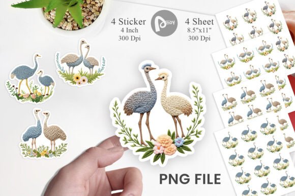 Ostrich Embroidery Sticker Design Review